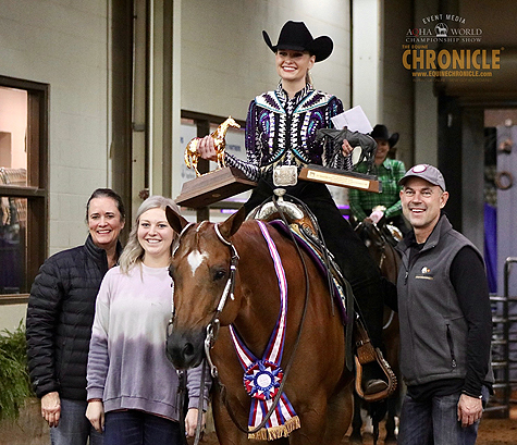 Kacie Scharf and UF A Certain Star win L2 Amateur Western Riding at 2022 AQHA World